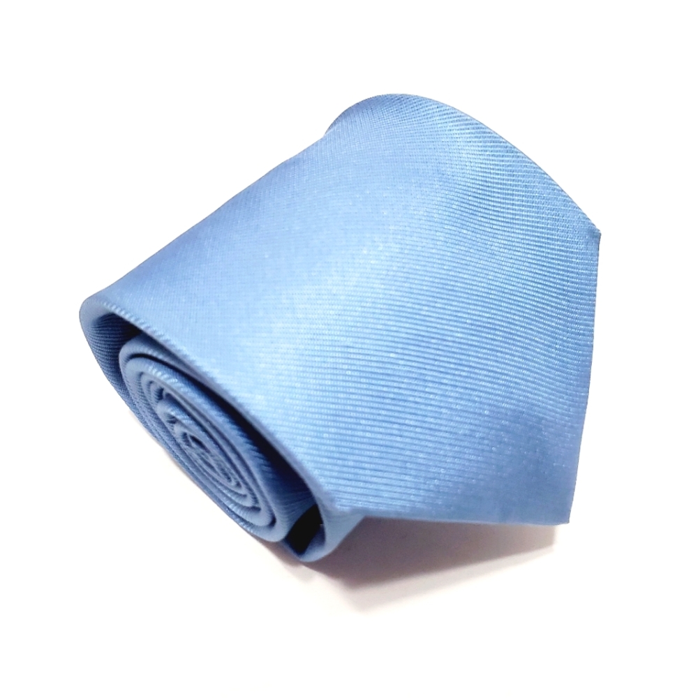 Kenneth Cole Necktie Solid Blue Pattern Men's Sil… - image 1